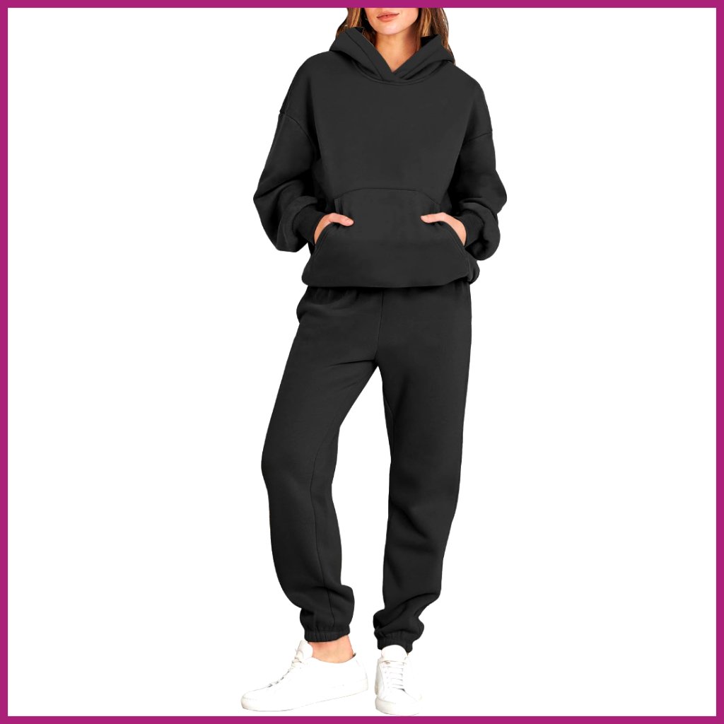 Oversized Hoodie And Jogger Sweatpants Set, 50% Rayon 50% Polyester